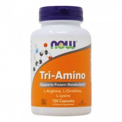 Tri-Amino - L-Arginina + L-Ornityna + L-Lizyna, NOW Foods, 120 kapsułek