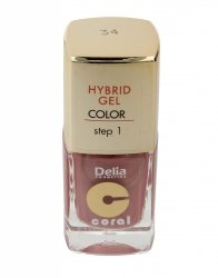 Delia Cosmetics Coral Hybrid Gel Emalia do paznokci nr 34 cielisty perłowy 11ml