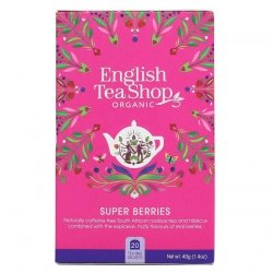 Ekologiczna herbatka ziołowa z hibiskusa z truskawkami, borówkami i malinami, Super Berries, 20 x 2g, English Tea Shop