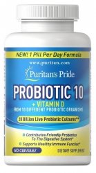 Probiotyk 10 Szczepów z Witaminą D3, Puritan's Pride, 60 kapsułek