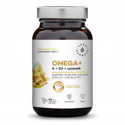 Омега + витамин А + D3 + чеснок, Aura Herbals, 60 капсул
