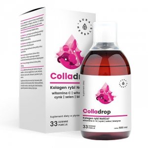 AURA HERBALS Colladrop Kolagen rybi NatiCol + Witamina C - w płynie 500 ml (33 dzienne porcje) 