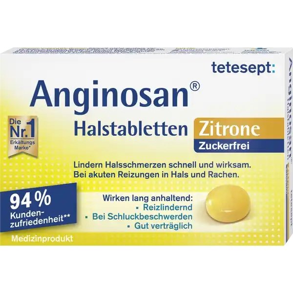 tetesept Anginosan tabletki na gardło Cytryna, bez cukru, 20 sztuk
