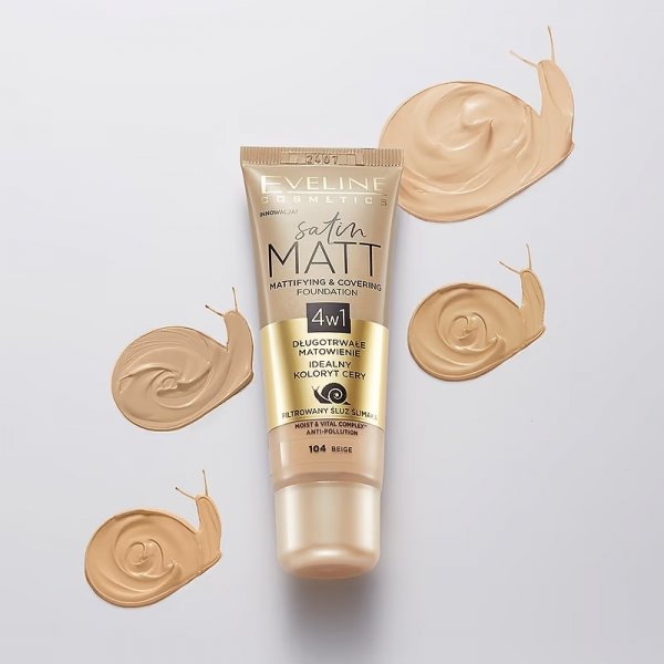 EVELINE Satin Matt Podkład matujący 4w1 nr 101 Ivory 30 ml
