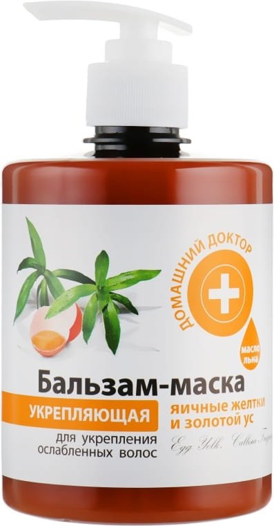 Wzmacniająca Balsam-Maska do Włosów Żółtko Jaj i Złoty Wąs, Domowy Doktor, 500ml