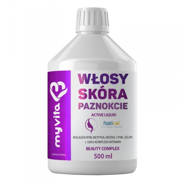 Włosy, Skóra, Paznokcie Active Liquid, Myvita, 500 ml