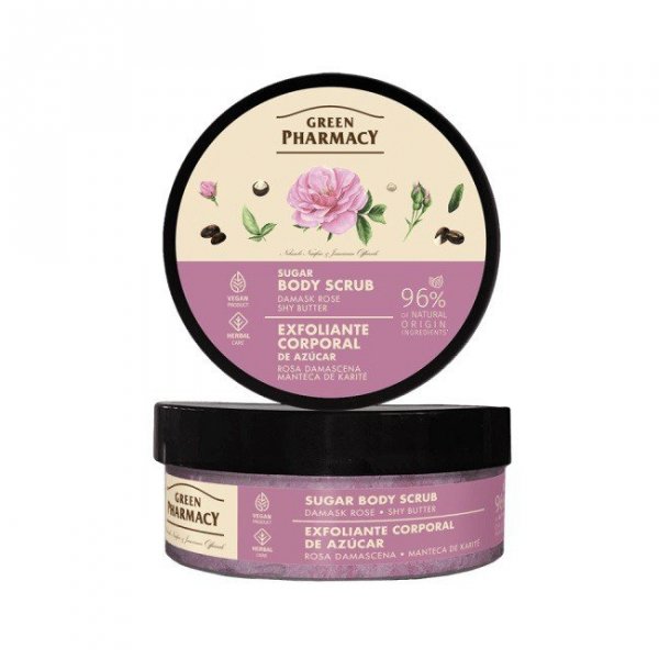 GREEN PHARMACY Multi Peeling cukrowy do ciała Róża damasceńska i Masło shea 200 ml