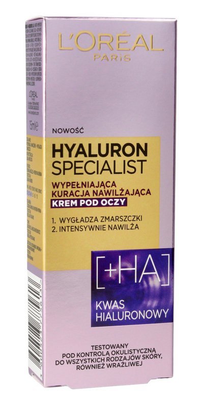 LOREAL Hyaluron Specialist Krem-kuracja nawilżająco wygładzający pod oczy 15 ml