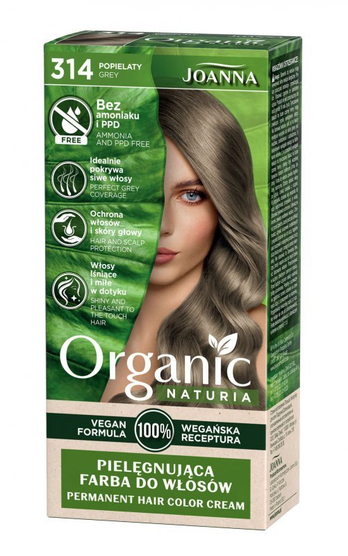 JOANNA Organic Naturia Pielęgnująca farba do włosów nr 314 Popielaty