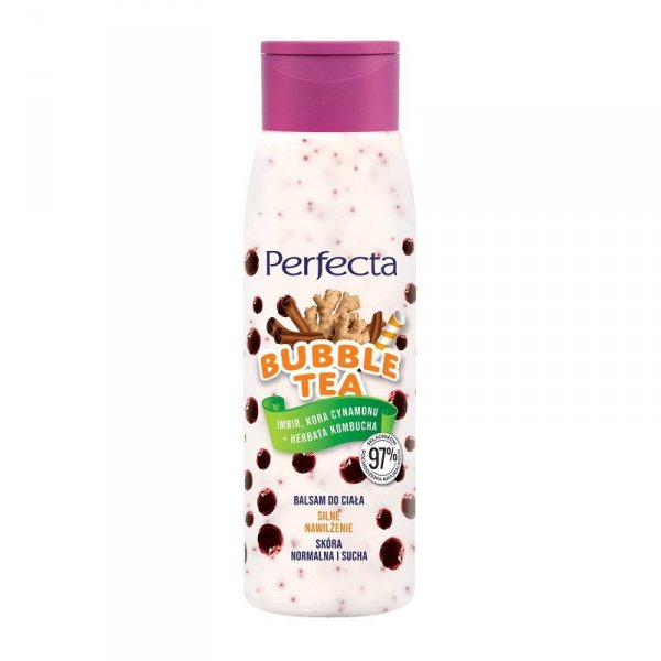 PERFECTA Bubble Tea Balsam do ciała Silne nawilżenie - Imbir, Kora cynamonu + Herbata Kombucha 400ml