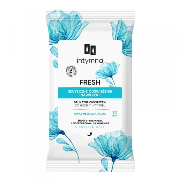AA Intymna Delikatne Chusteczki do higieny intymnej Fresh 1op.-15szt