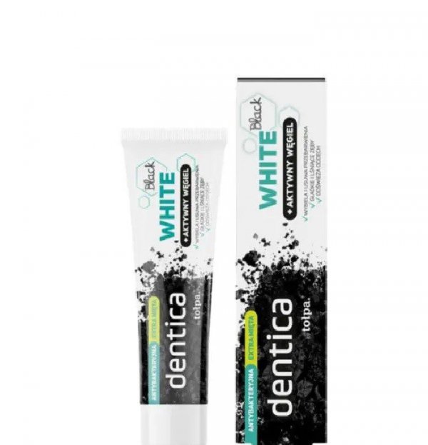 TOŁPA Dentica Black White Pasta do zębów z aktywnym węglem wybielająca 75 ml