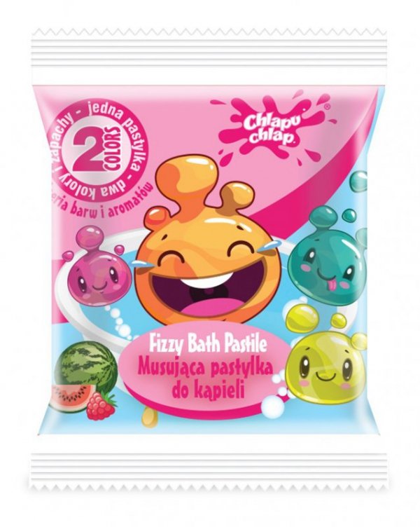 CHLAPU CHLAP Dwukolorowa Musująca Pastylka do kąpieli  - malina i arbuz 1szt
