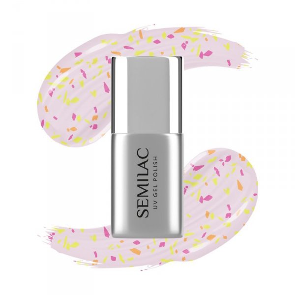 SEMILAC Top No Wipe Top do lakierów hybrydowych T26 Matte Peach Galaxy 7 ml