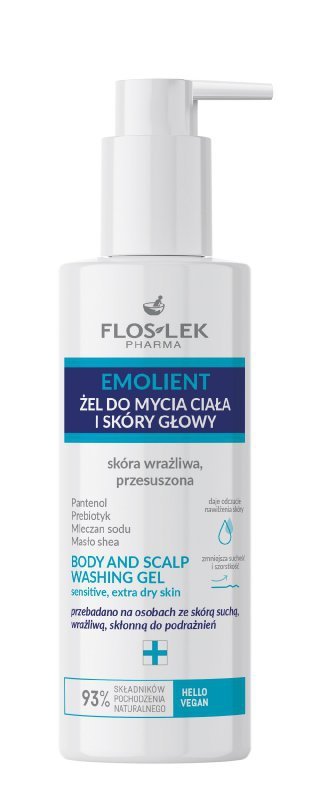 FLOSLEK Emolient Żel do mycia ciała i skóry głowy skóra wrażliwa przesuszona 175 ml
