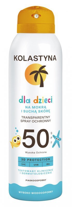 KOLASTYNA Transparentny Spray ochronny dla dzieci - na mokrą i suchą skórę SPF50  150ml