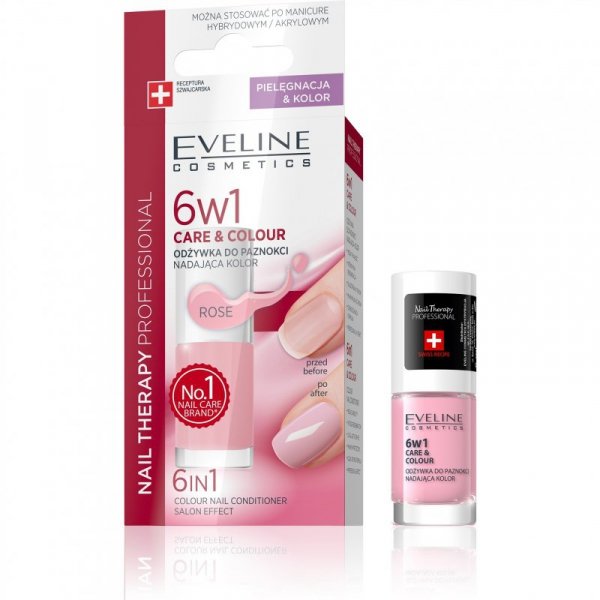 EVELINE Nail Therapy Professional Skoncentrowana odżywka do paznokci nadająca kolor Rose 5 ml