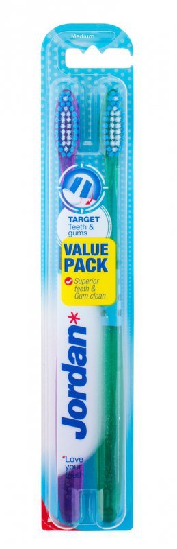 Jordan Szczoteczka do zębów DUO Target Teeth & Gums medium  mix kolorów 1op-2szt