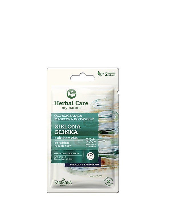 HERBAL CARE Maseczka oczyszczająca do twarzy Zielona Glinka 2 x 5 g