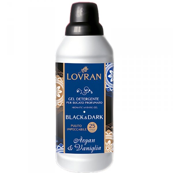 Lovran Black &amp; Dark Żel do Prania Czarnych i Ciemnych Tkanin Argan Wanilia 1L (25 Prań)