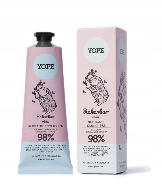 Rhubarb &amp; Rose Natural Hand Cream, Yope, 50ml