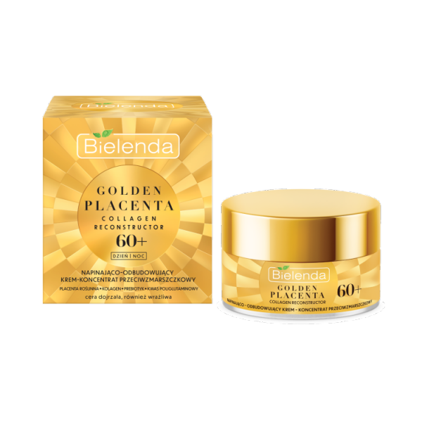 BIELENDA GOLDEN PLACENTA 60+ Napinająco Odbudowujący Krem-koncentrat przeciwzmarszczkowy na dzień i noc 50ml