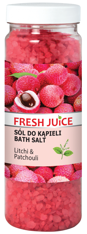 Litchi &amp; Patchouli Bath Salt, Fresh Juice, 700g