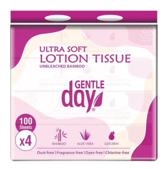 GENTLE DAY Chusteczki jednorazowe bambusowe ALOES & GLICERYNA, 4x100 szt