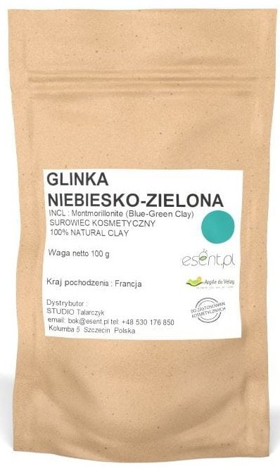 Francuska Glinka Niebiesko-Zielona Certyfikowana, Esent, 100g
