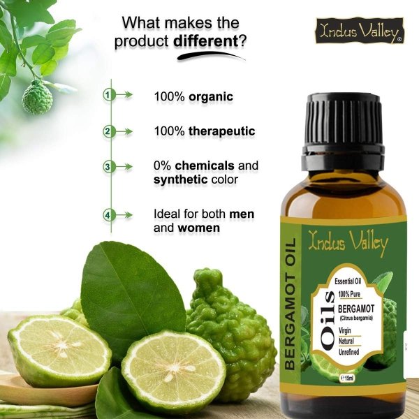 Natural Bergamot Essential Oil, Indus Valley, 15ml