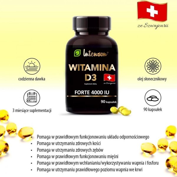 Vitamin D3 Forte 4000, Intenson, 365 capsules