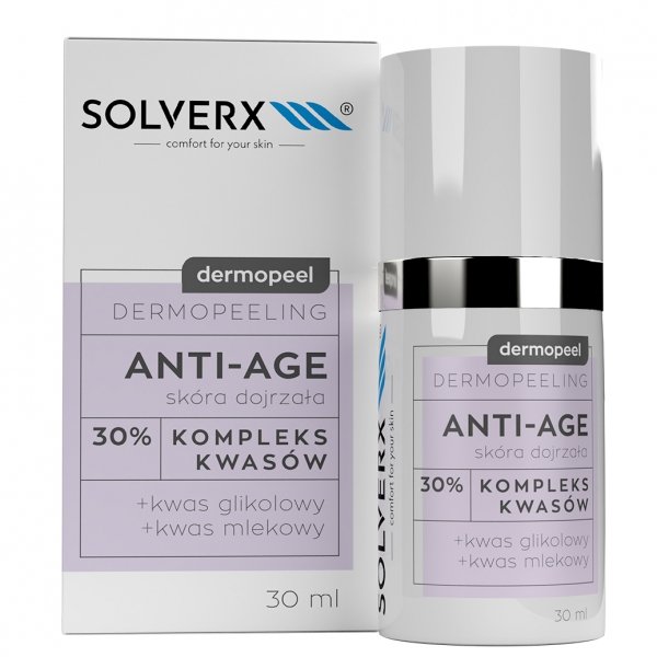 SOLVERX Dermopeel Dermopeeling Anti-Age - Kompleks Kwasów 30% (glikolowy,mlekowy) 30ml