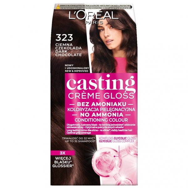 LOREAL Casting Creme Gloss Krem koloryzujący nr 323 Ciemna Czekolada