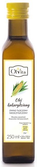 Olej Kukurydziany Zimnotłoczony, Nieoczyszczony, Olvita, 250 ml