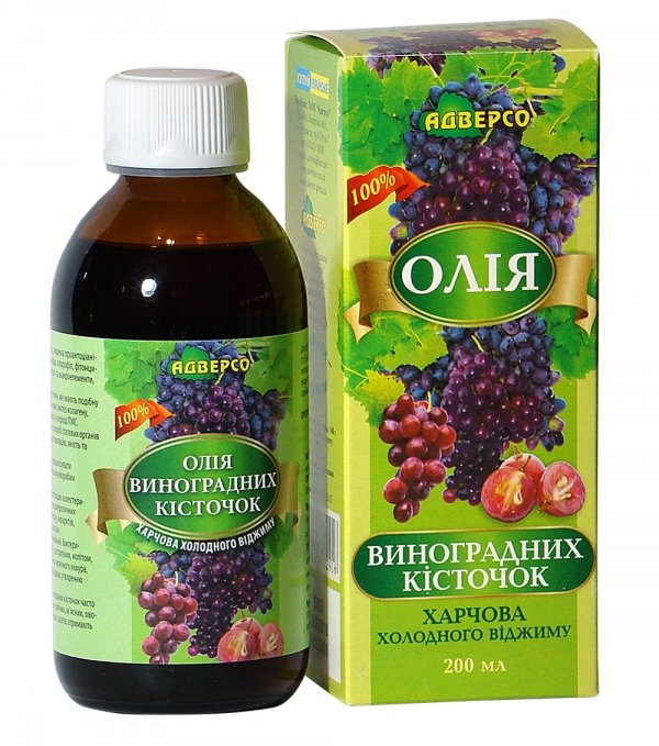 Olej z Pestek Winogron, Tłoczony na Zimno, 100% Naturalny, Adverso, 200ml