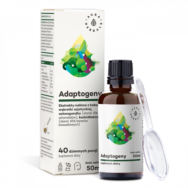 Adaptogeny, 100% naturalne ekstrakty roślinne, Aura Herbals, 50 ml
