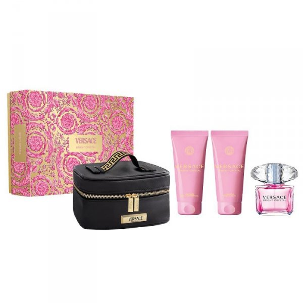 VERSACE Zestaw dla kobiet Bright Crystal Woda toaletowa 90 ml + Żel pod prysznic 100 ml + Balsam do ciała 100 ml + Kosmetyczka
