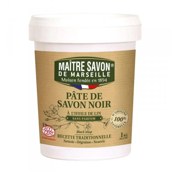 Czarne mydło - pasta czyszcząca, z olejem lnianym, Maitre Savon de Marseille, 1kg