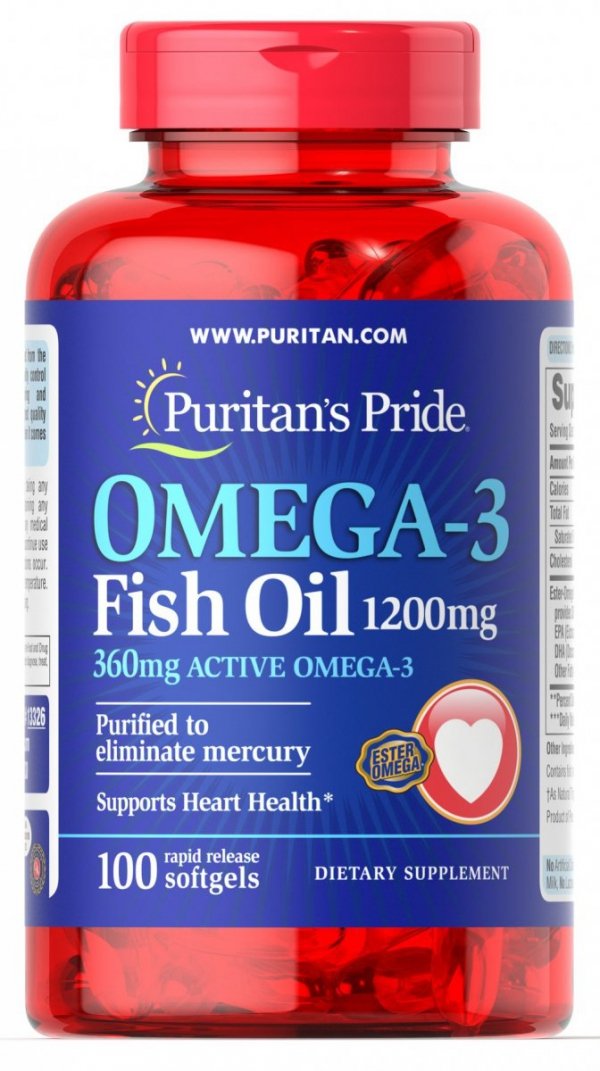 Olej Omega-3 1200 mg, Puritan's Pride, 100 kapsułek