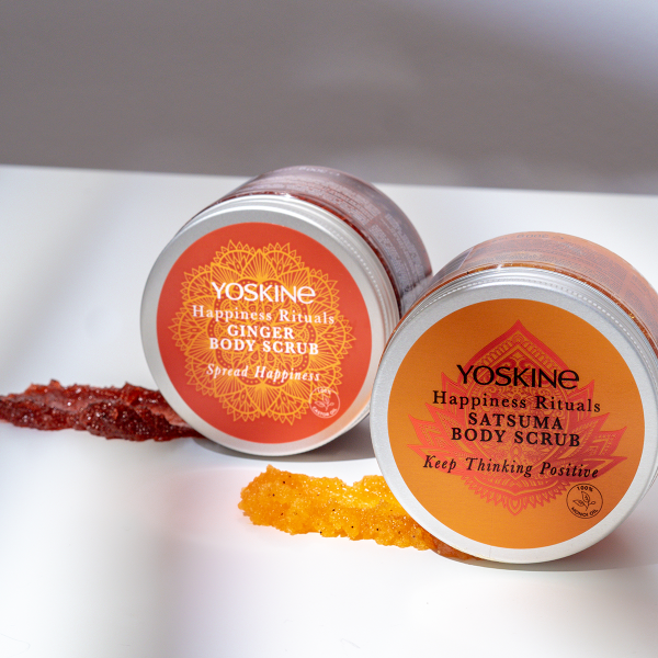 Yoskine Happiness Rituals Cukrowy Peeling do ciała Satsuma 300g