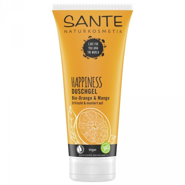 Żel pod prysznic Happiness Organiczna pomarańcza i Mango, Sante Naturkosmetik, 200ml