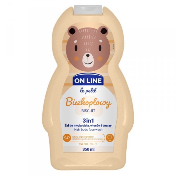 On Line Le Petit Żel do mycia ciała,włosów i twarzy 3w1 dla dzieci Biszkoptowy  350ml