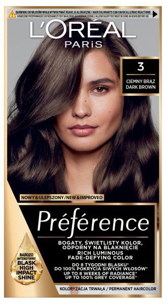 LOREAL Preference Farba do włosów 3 - Ciemny Brąz 1 op.