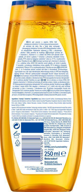 NIVEA Care Shower Żel pod prysznic Summer Happiness Sun - edycja limitowana 250 ml