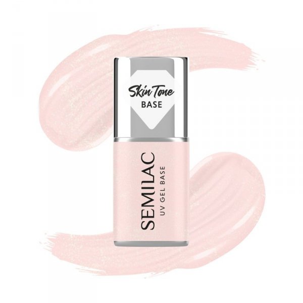 SEMILAC Skin Tone Baza coverowa do lakierów hybrydowych półtransparentna Glitter Rose 7 ml