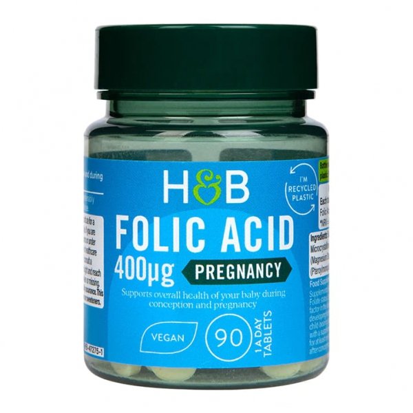 Kwas Foliowy 400mcg, HOLLAND &amp; BARRETT, 90 tabletek