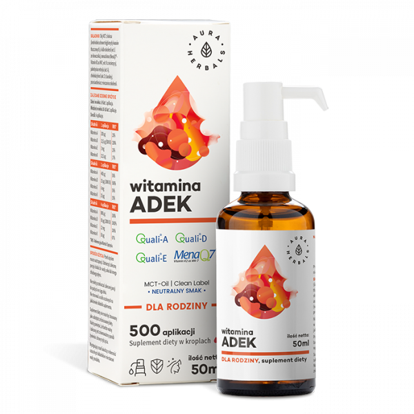 Витамин ADEK для всей семьи, MCT, капли, Aura Herbals, 50мл