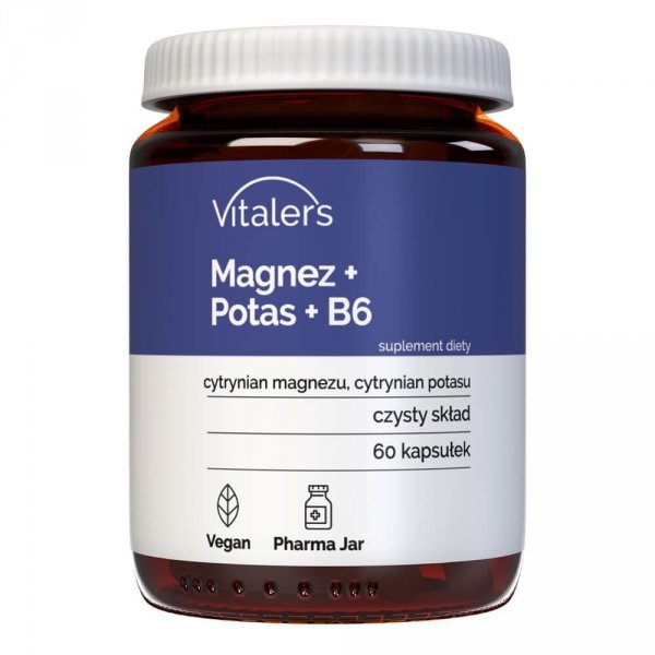 Magnez 100mg+Potas 150mg+B6 10mg, Vitalers, 60 kapsułek