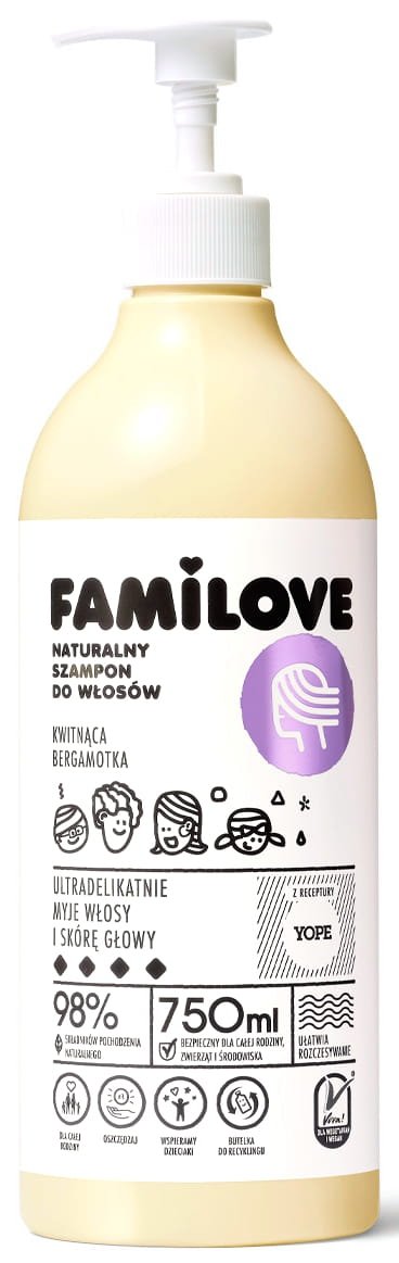 Szampon do wszystkich rodzajów włosów Kwitnąca Bergamotka, FAMILOVE, 750 ml
