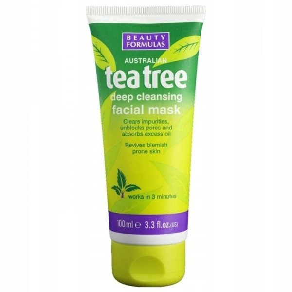 Beauty Formulas Tea Tree Maska glinkowa głęboko oczyszczająca  100ml